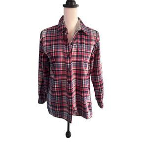 L.L. Bean Women's Fleece Lined Flannel Pink Blue White Petite Small